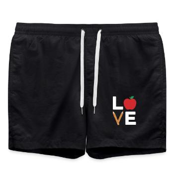 Ich liebe Apple Pencil Typografie - Badeshorts - Schwarz - Vorne - AI Model Male 185 light (185cm)