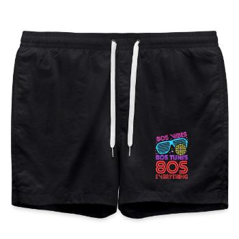 80s Vibes Tunes Everything - Badeshorts - Schwarz - Vorne - AI Model Male 185 light (185cm)