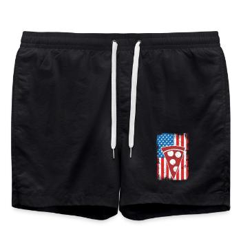 4. Juli US Pizza - Badeshorts - Schwarz - Vorne - AI Model Male 185 light (185cm)