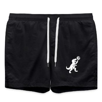Minimalistischer T-Rex Basketballspieler - Badeshorts - Schwarz - Vorne - AI Model Male 185 light (185cm)