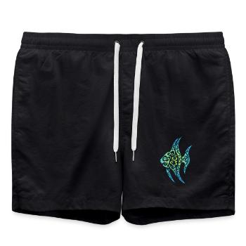 Blue Tropical Fish - Swim Trunks - black - Front - AI Model Male 185 light (185cm)