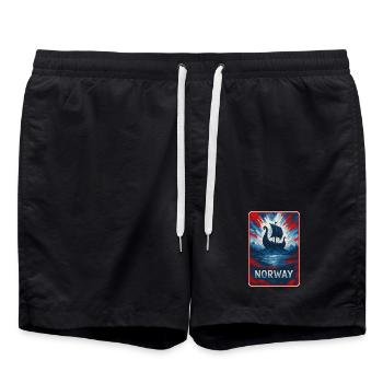 Norwegen Landschaft Flaggen Design - Badeshorts - Schwarz - Vorne - AI Model Male 185 light (185cm)