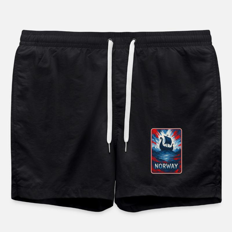 Norway Landscape Flags Design - Swim Trunks - black