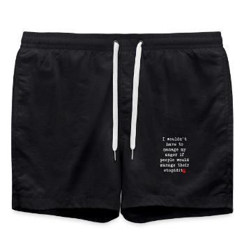Gestion de la colère – Déclaration humoristique - Short de bain - noir - Devant - AI Model Male 185 light (185cm)