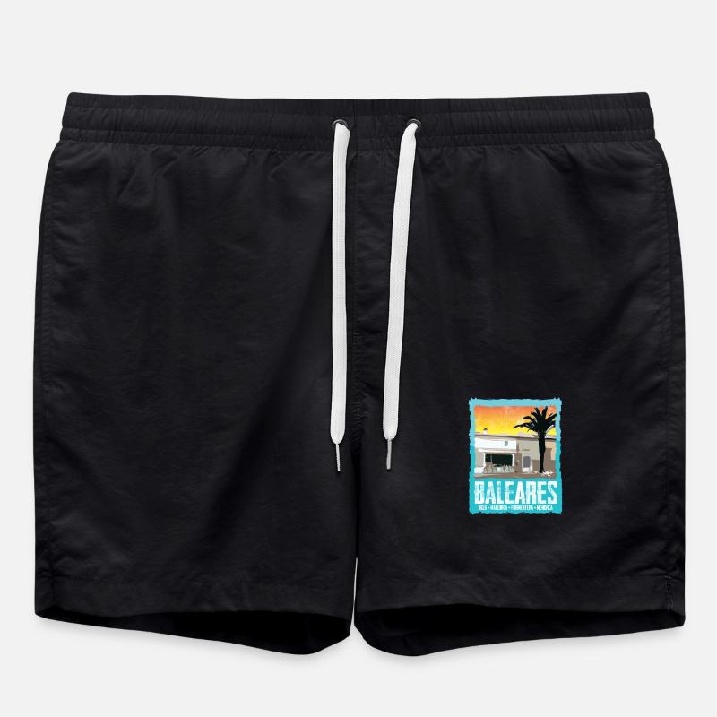 Balearic Islands Sunset Silhouette - Swim Trunks - black