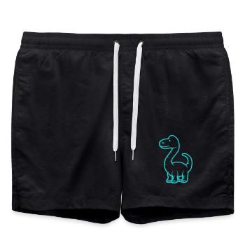 Dessin au trait de dinosaure turquoise pour les enfants - Short de bain - noir - Devant - AI Model Male 185 light (185cm)