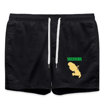 Madinina Martinique map t-shirt - Swim Trunks - black - Front - AI Model Male 185 light (185cm)