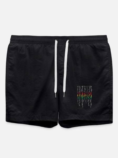 Rasta Farbband Graustufen Streifen - Badeshorts - Schwarz