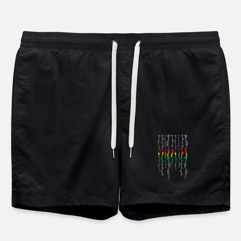 Ruban Rasta Rayures Niveaux de Gris - Short de bain - noir