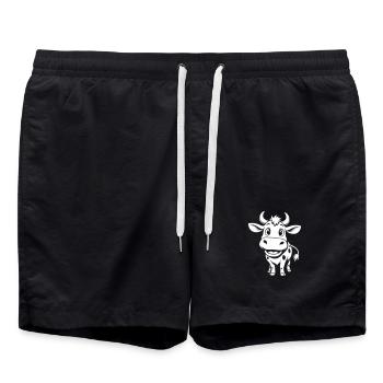 Kuh Zeichnung Rind lustig lachen Landwirtschaft - Badeshorts - Schwarz - Vorne - AI Model Male 185 light (185cm)