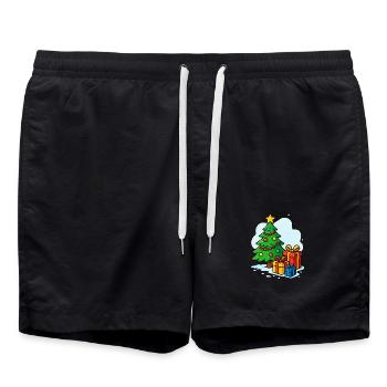 Arbres de Noël Cartoon Cadeaux - Short de bain - noir - Devant - AI Model Male 185 light (185cm)