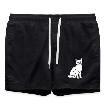 katze katzen vektor art design - Badeshorts - Schwarz - Vorne - AI Model Male 185 light (185cm)