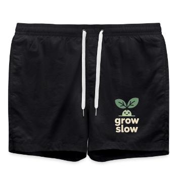 Grow Slow – Pflanzensprössling - Badeshorts - Schwarz - Vorne - AI Model Male 185 light (185cm)