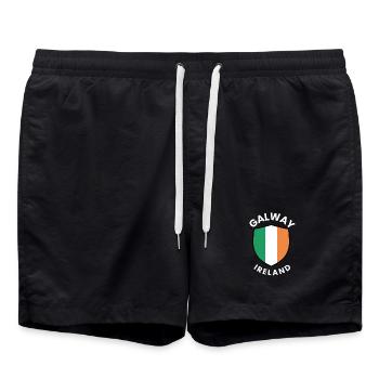 Galway Shield with Ireland flag - Swim Trunks - black - Front - AI Model Male 185 light (185cm)