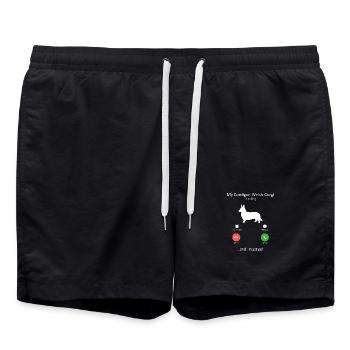 Meine Strickjacke Welsh Corgi nennt Funny Dog Mama - Badeshorts - Schwarz - Vorne - AI Model Male 185 light (185cm)
