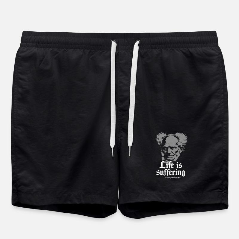 Life is Suffering: Schopenhauer Tee - Swim Trunks - black