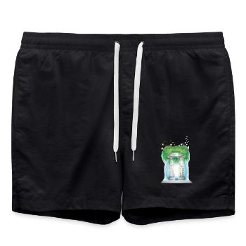 03. Lehrerseele - Badeshorts - Schwarz - Vorne - AI Model Male 185 light (185cm)