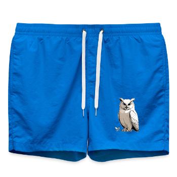 Owl portrait with serious facial expressions - Swim Trunks - cobalt blue - Front