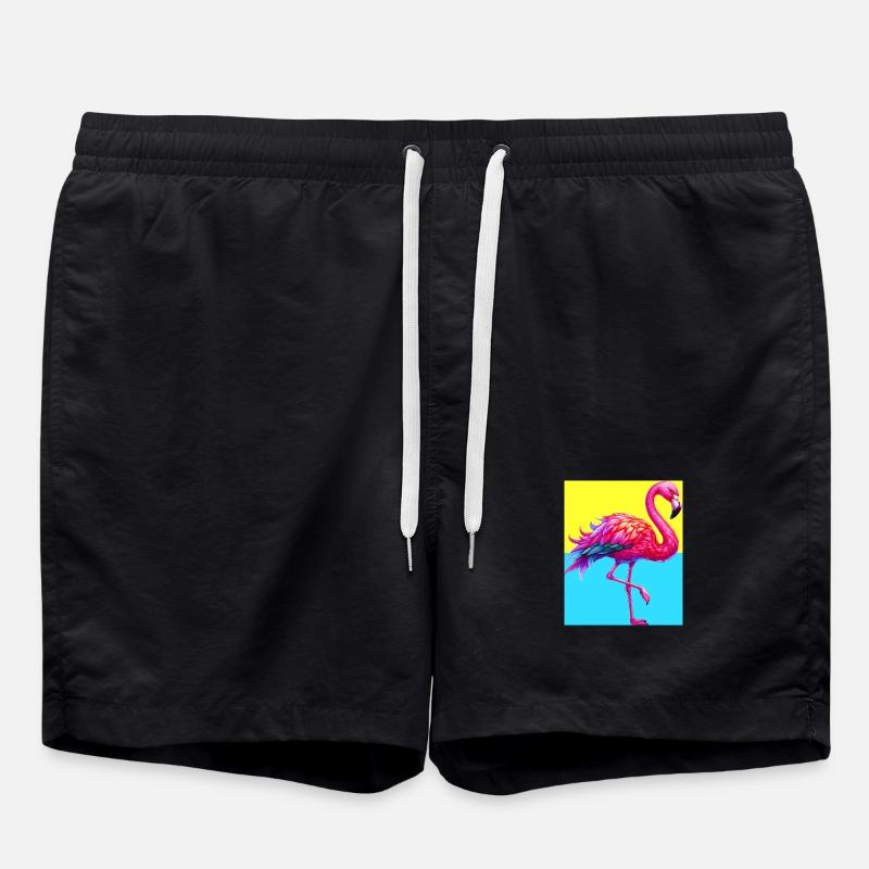 Flamingo - Badeshorts - Schwarz