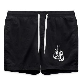 Boxing Gloves in White Design Boxing Club Boxer - Swim Trunks - black - Front - AI Model Male 185 light (185cm)