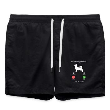 Schwedisches Vallhund-Hundeporträt Lebendige Ölmalerei - Badeshorts - Schwarz - Vorne - AI Model Male 185 light (185cm)