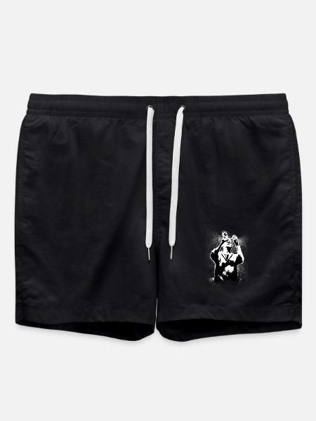 Black and white silhouette of despair - Swim Trunks - black