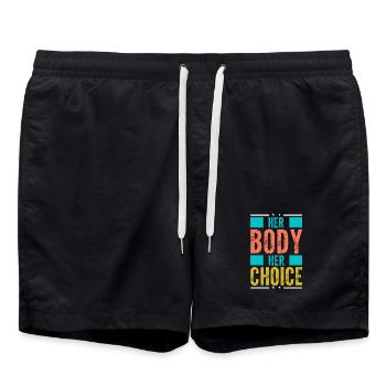 Son corps, son choix, soutien féministe - Short de bain - noir - Devant - AI Model Male 185 light (185cm)