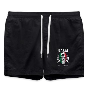 ITALIEN Italia Fußball Fan Totenkopf Flagge - Badeshorts - Schwarz - Vorne - AI Model Male 185 light (185cm)