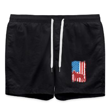 Chien de berger patriotique américain - Short de bain - noir - Devant - AI Model Male 185 light (185cm)