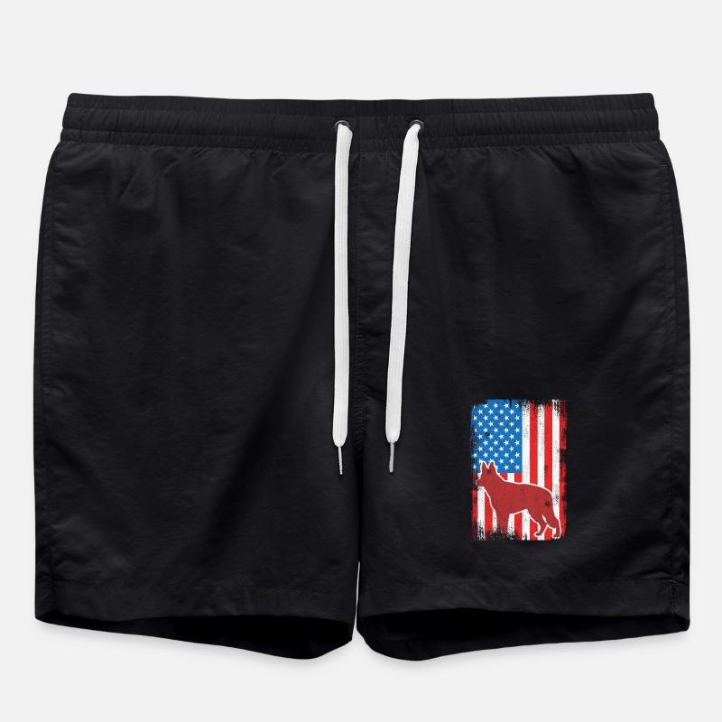 US Patriotic Shepherd Dog - Swim Trunks - black