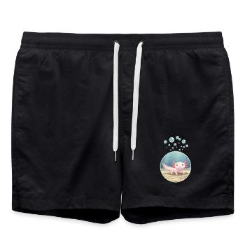 Création de t-shirt « Axolotl » - Short de bain - noir - Devant - AI Model Male 185 light (185cm)