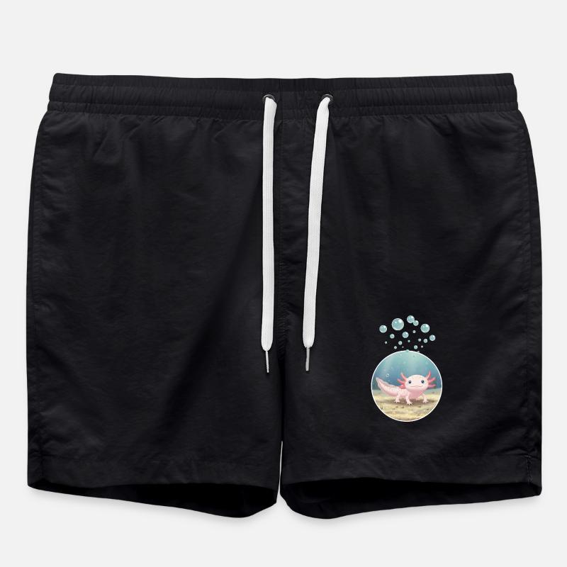 T-Shirt-Design „Axolotl“ - Badeshorts - Schwarz