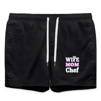 Wife Mom Chef - Statement Design for Moms - Swim Trunks - black - Front - AI Model Male 185 light (185cm)