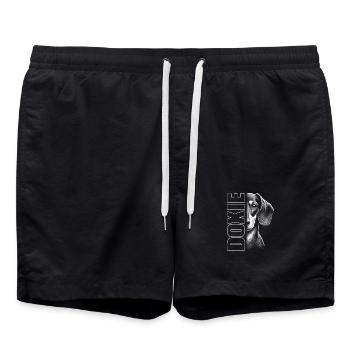 Dackel Porträt mit Schriftzug - Badeshorts - Schwarz - Vorne - AI Model Male 185 light (185cm)