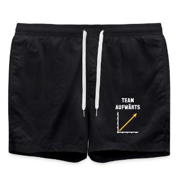 Team Aufwärts (Erfolg / Fortschritt / NEG Gold 2C) - Badeshorts - Schwarz - Vorne - AI Model Male 185 light (185cm)