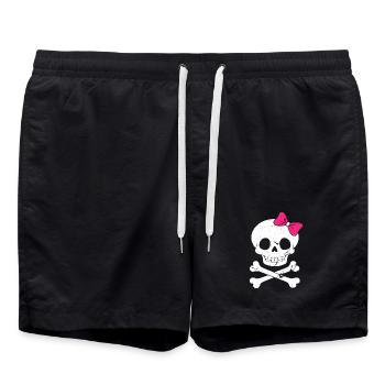 Cute skull with pink bow - Swim Trunks - black - Front - AI Model Male 185 light (185cm)