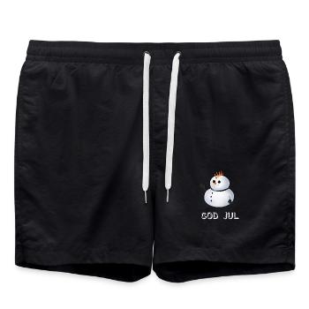 Gothic Schneemann God Jul - Schwedisch - Badeshorts - Schwarz - Vorne - AI Model Male 185 light (185cm)