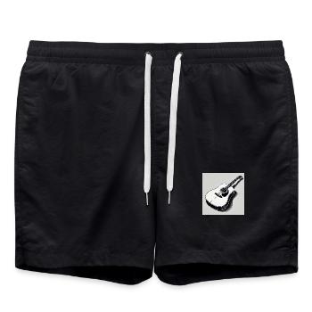 Guitare - Vintage - Country - Band - Liberté - Short de bain - noir - Devant - AI Model Male 185 light (185cm)