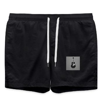Guitar - Vintage - Rock - Band - Freedom - Swim Trunks - black - Front - AI Model Male 185 light (185cm)
