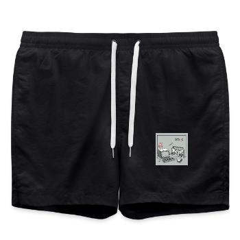 90er Kultobjekte : Walkman, Computer und Co. - Badeshorts - Schwarz - Vorne - AI Model Male 185 light (185cm)