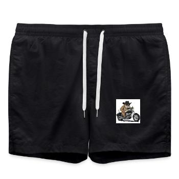 The cool biker dog with motorcycle and sunglasses - Swim Trunks - black - Front - AI Model Male 185 light (185cm)