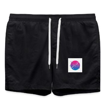 80er-Jahre-Vibes - Retro-Revival - Badeshorts - Schwarz - Vorne - AI Model Male 185 light (185cm)