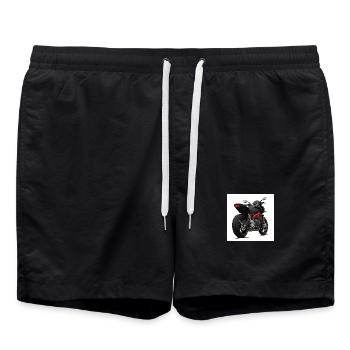 Schwarzes Motorrad Design - Sportlich - Badeshorts - Schwarz - Vorne - AI Model Male 185 light (185cm)