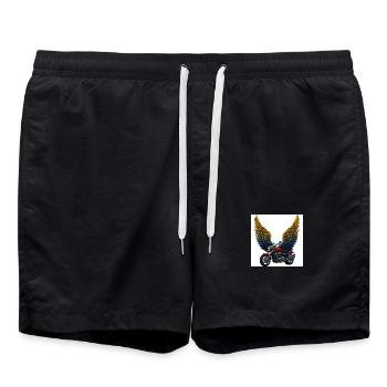 Futuristisches Motorrad mit Flügeln - Badeshorts - Schwarz - Vorne - AI Model Male 185 light (185cm)