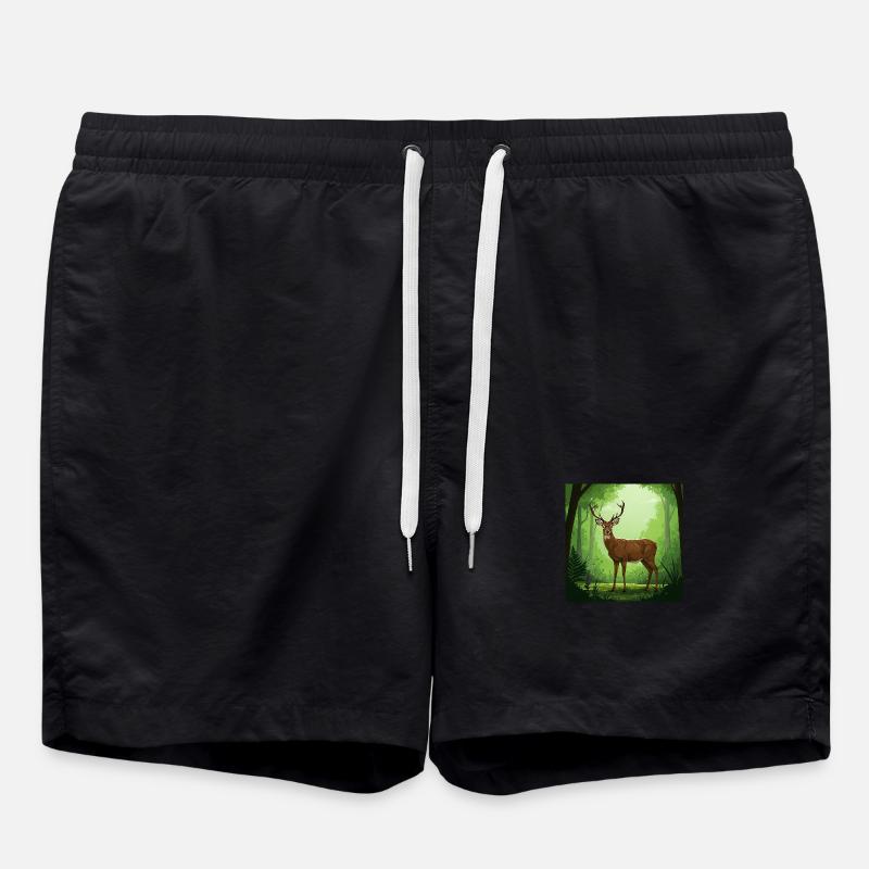 Hirsch - Naturschutz - Wald - Badeshorts - Schwarz