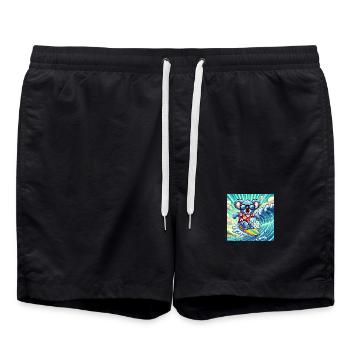 Koala-Wellenreiter: Spaß auf dem Surfbrett - Badeshorts - Schwarz - Vorne - AI Model Male 185 light (185cm)