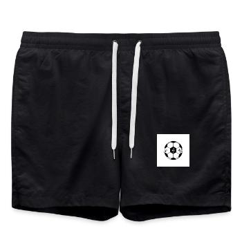 Herzschlag schwarz-weiß: Fußball - Badeshorts - Schwarz - Vorne - AI Model Male 185 light (185cm)