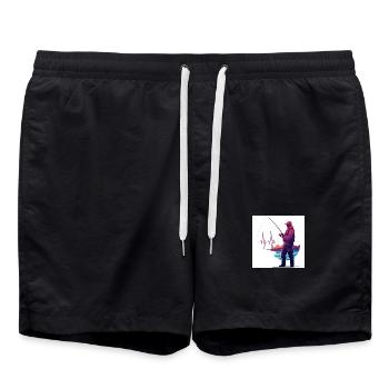 Pêcheur qui a le cœur : maître de la patience - Short de bain - noir - Devant - AI Model Male 185 light (185cm)