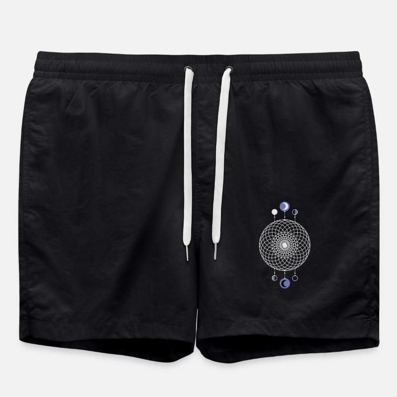 Geometrisches Muster Mondphasen - Badeshorts - Schwarz