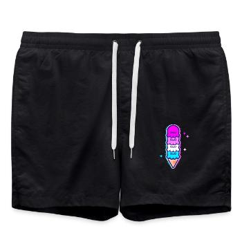 UwU | Crème glacée au poulpe avec paillettes femboy flag - Short de bain - noir - Devant - AI Model Male 185 light (185cm)
